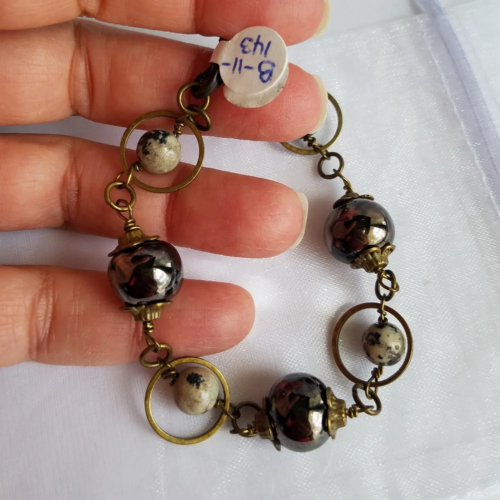 Genuine Gemstone Mixed Media Bracelet - Handmade NWT - Picture 3 of 8